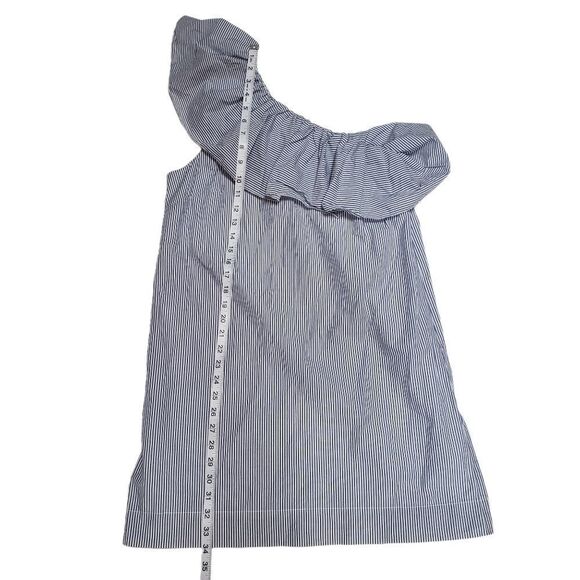 Abercrombie Pinstripe One Shoulder Ruffle Shift Dress MEDIUM - Picture 11 of 14